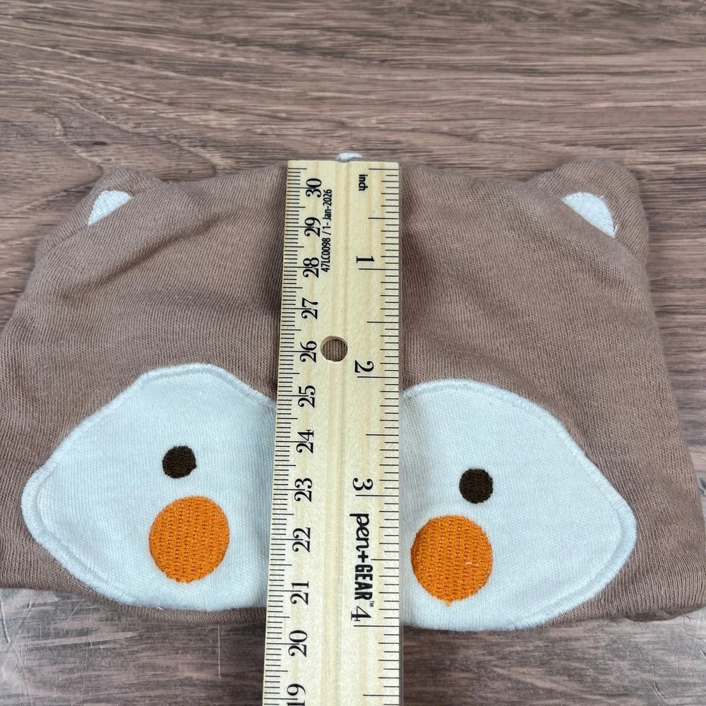 Lovespun Carters Baby Beanie Set 0-6M Brown Fox Blue Striped Bear Ear Hats